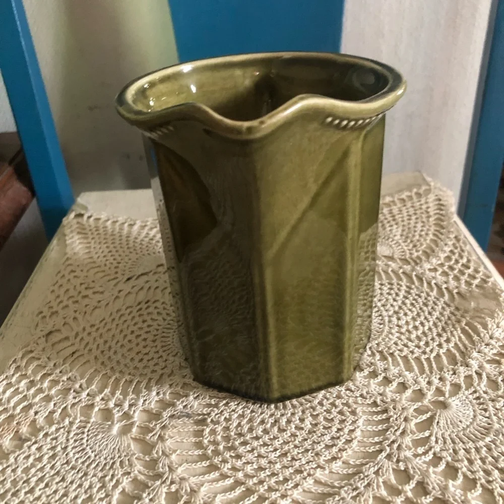 Vintage Green Ceramic Pitcher